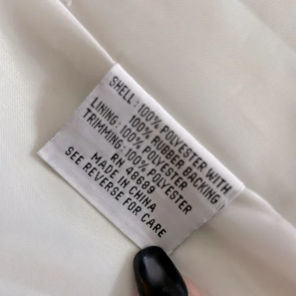 Vintage British Mist Pearlized Ivory Trench Rain Coat With Shell Buttons 6P - Picture 10 of 10